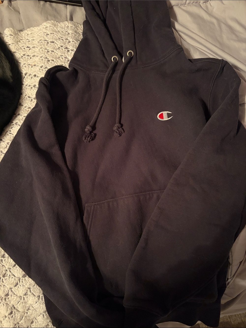 Champion Black Pullover Hoodie with Iconic C Logo